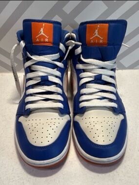 Jordan High-Top Sneakers in Blue, White & Orange